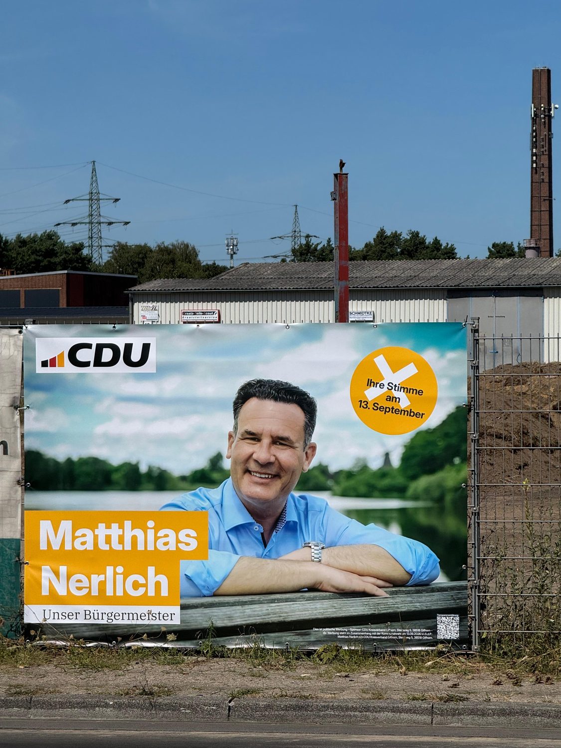 Wahlbanner für den Bürgermeisterkandidaten Matthias Nerlich